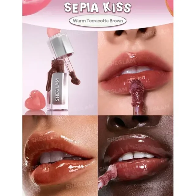 لیپ گلاس ضد آب شیگلم مدل Glass Lock Air Gloss رنگ Sepia Kiss